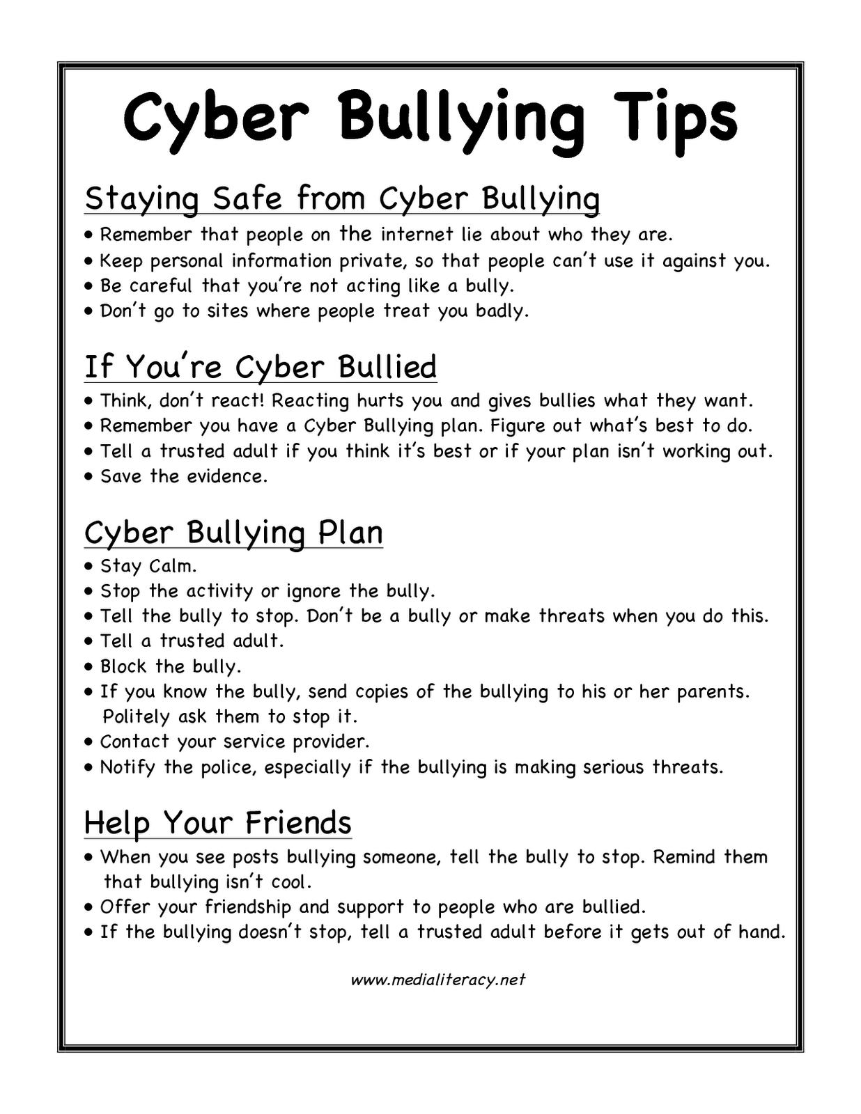 Cyberbullying Worksheets Image