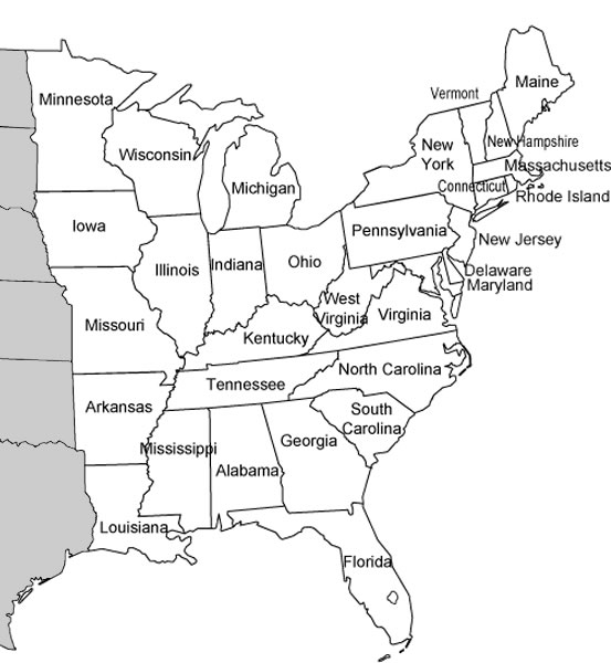 Eastern United States Map Worksheet Image