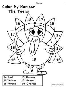 Fall Color by Number Worksheets Image
