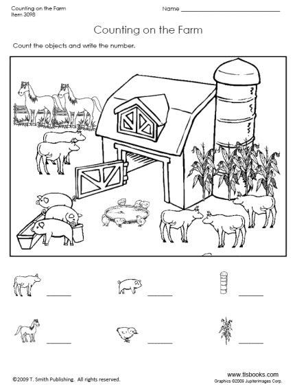 Farm Animals Counting Worksheet
