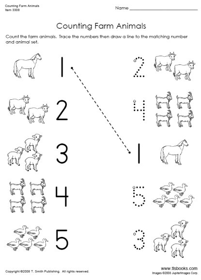 Farm Animals Math Preschool Worksheets