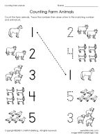 Farm Animals Math Preschool Worksheets Image