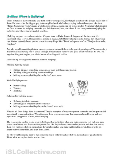 High School Bullying Worksheets Image