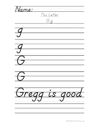 Letter G Handwriting Practice Image