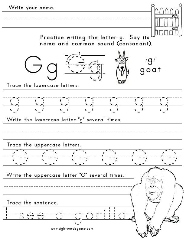 Letter G Printable Worksheets Image