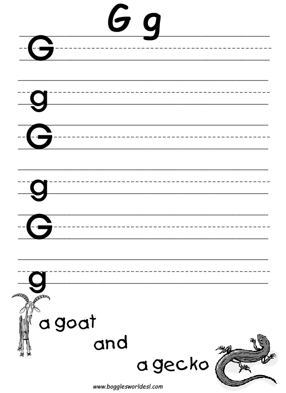 Letter G Writing Worksheet Image