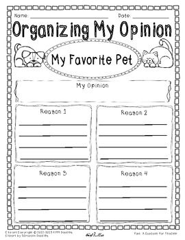 Opinion Writing Graphic Organizer 2nd Grade