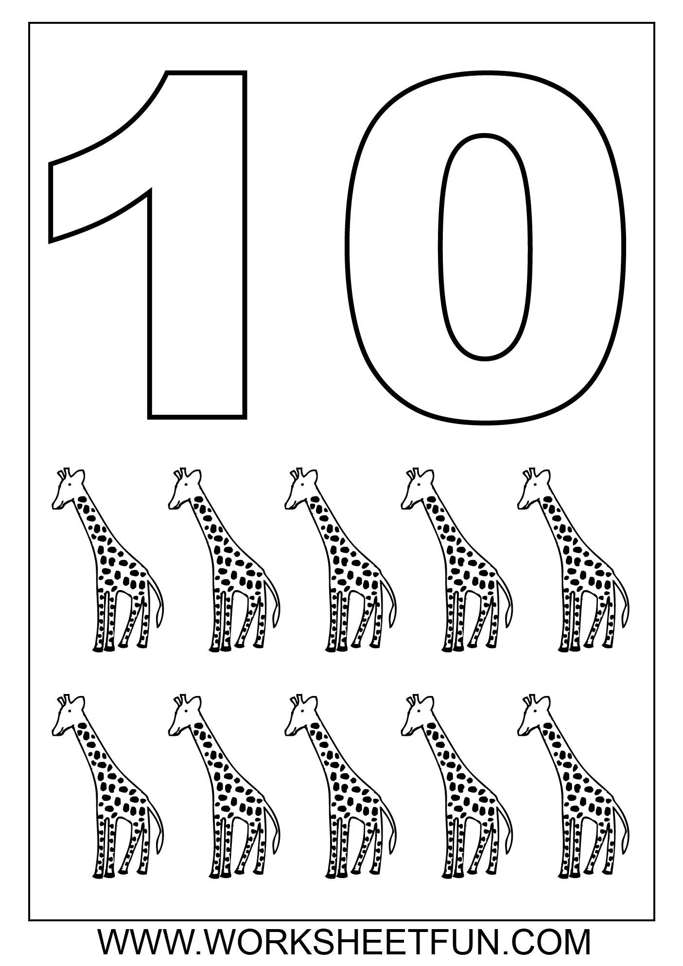 Number 10 Coloring Page Image