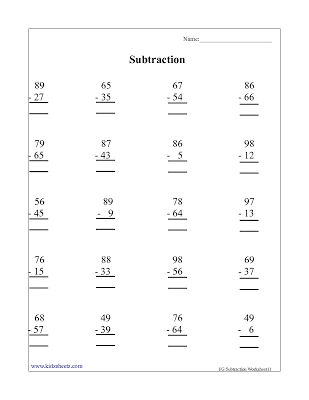 Printable First Grade Subtraction Worksheets Image