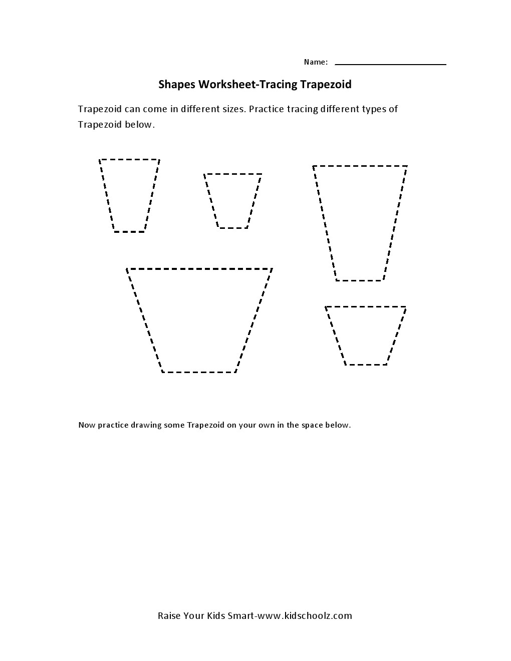 Trapezoid Shape Tracing Worksheets