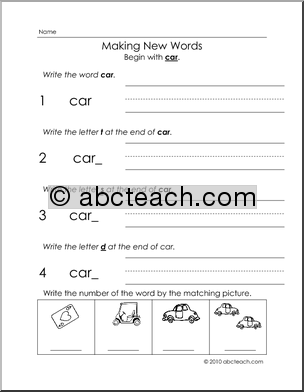 Word Car Worksheets Image