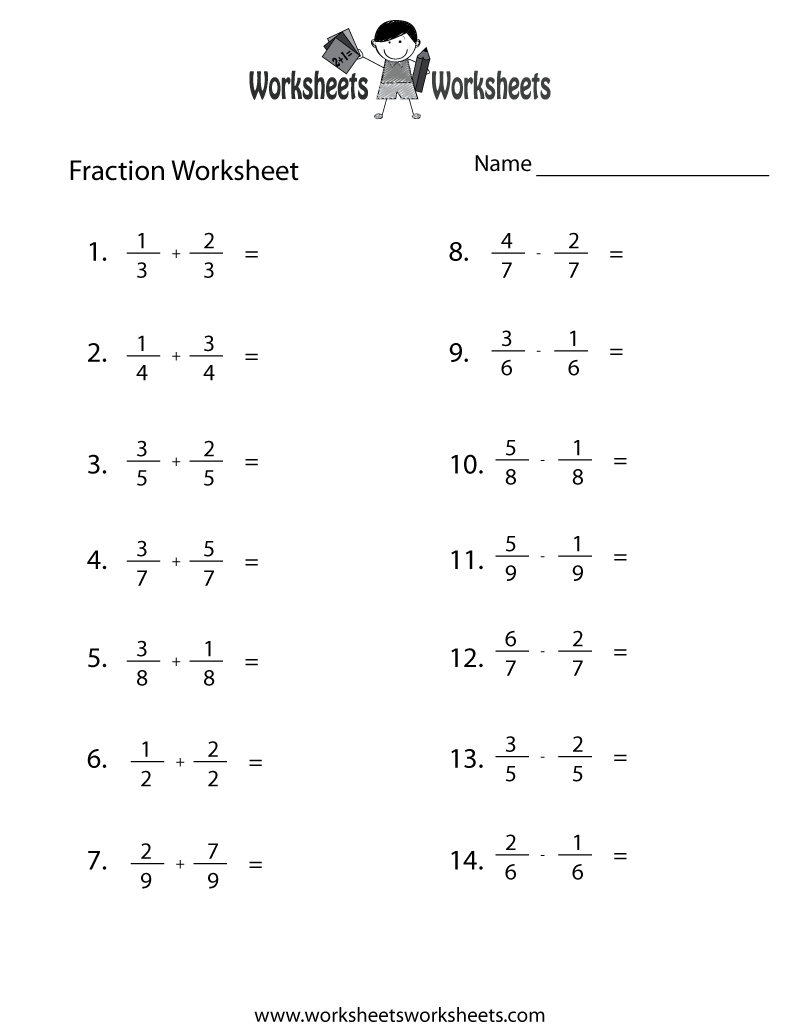 5th Grade Printable Fraction Worksheets Image