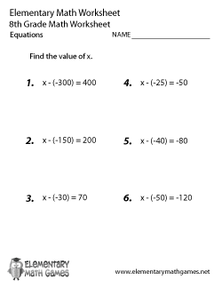 8th Grade Math Equations Worksheets