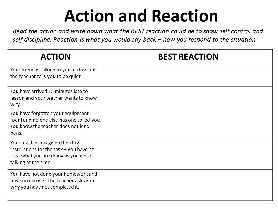 Action and Reaction Worksheet Image