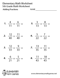 Adding Fractions Worksheets 5th Grade Image