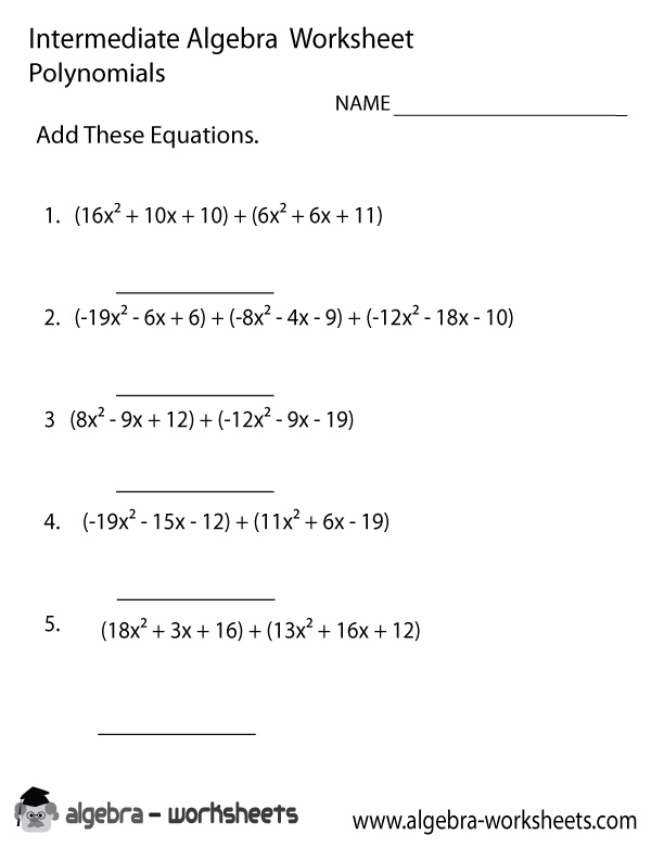 Algebra Polynomials Worksheets Image