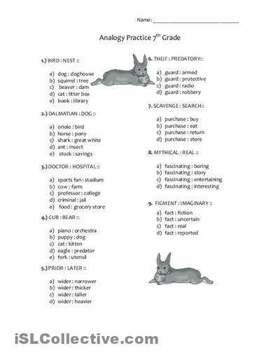 Analogies Practice Worksheets Image