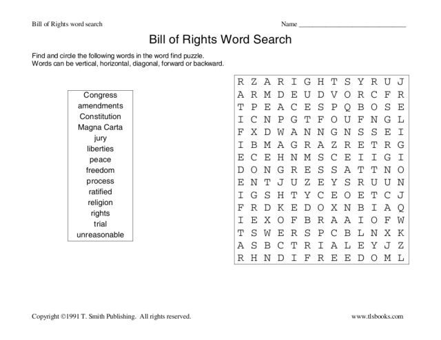 Bill of Rights 5th Grade Worksheets Image