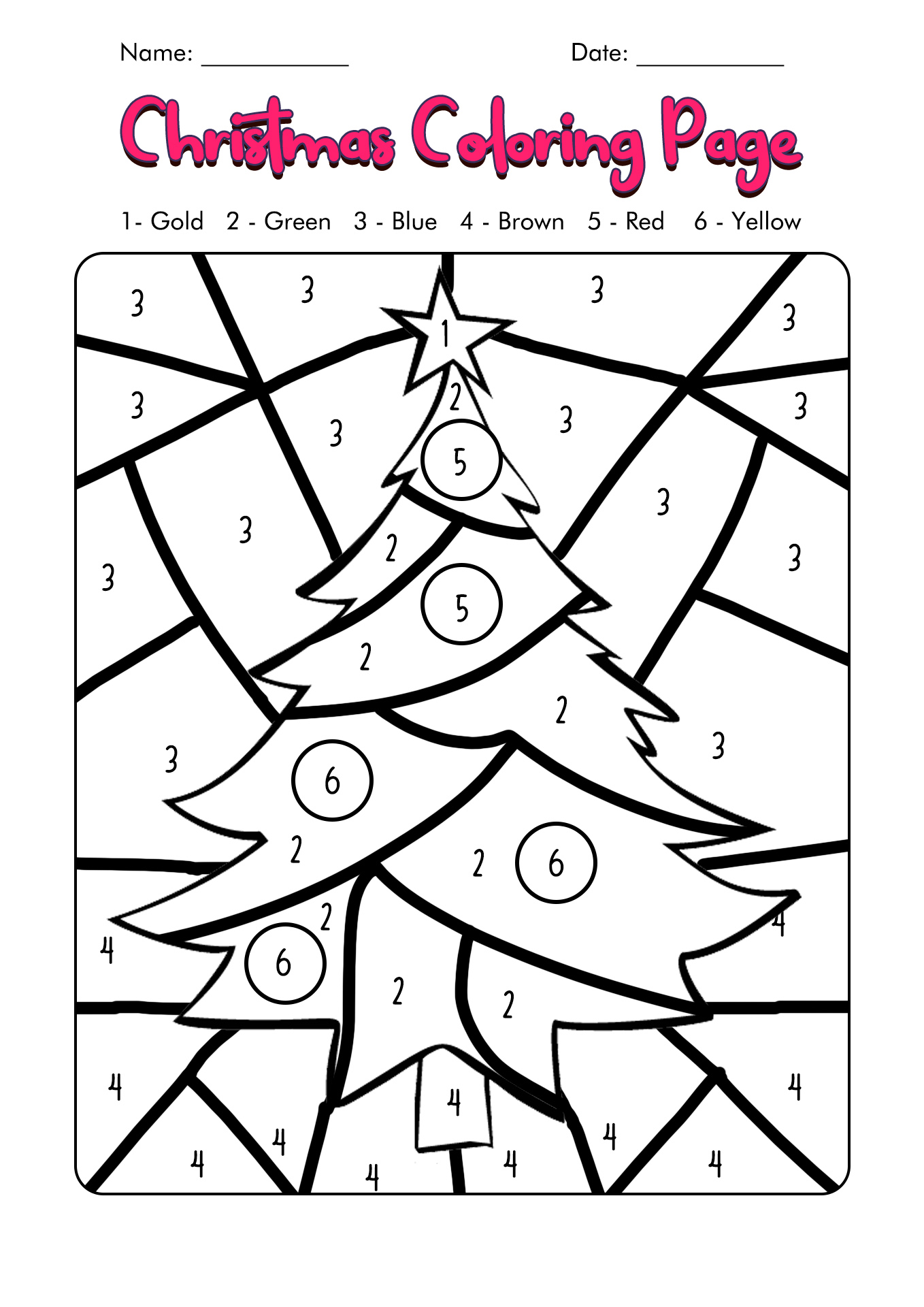 Christmas Color by Number Coloring Pages