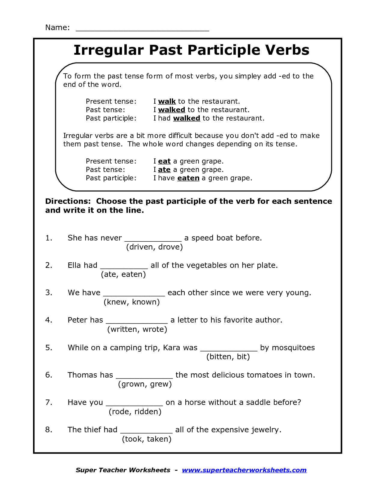 Verb Worksheets For Grade 4 Pdf