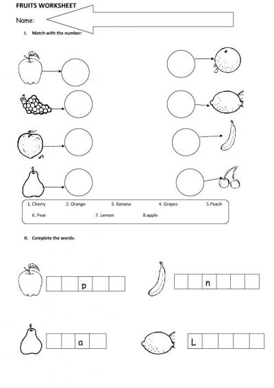 Fruit and Vegetable Worksheets Image