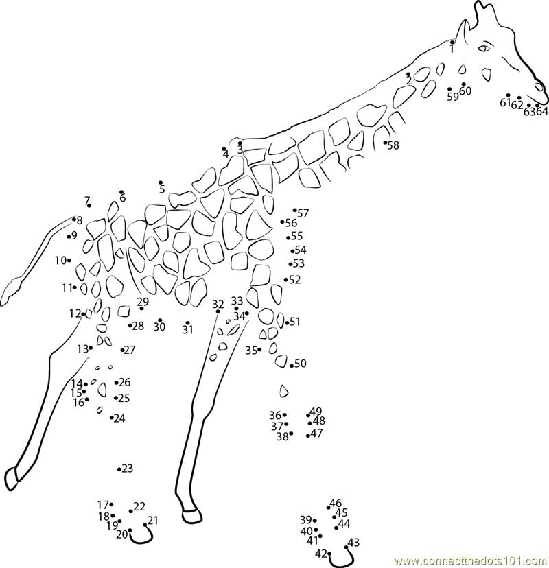Giraffe Connect the Dots Coloring Pages Image
