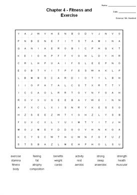 Health Word Search Worksheets Image