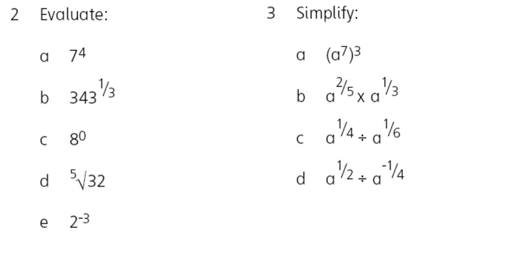 Indices Maths Worksheets Image