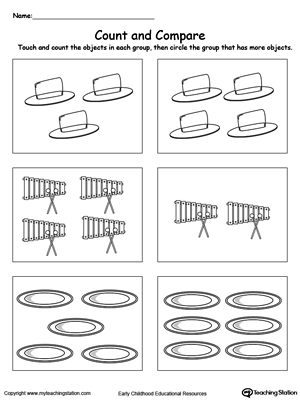 Kindergarten Comparing Objects Worksheets Image