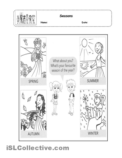 Kindergarten Seasons Worksheets Image
