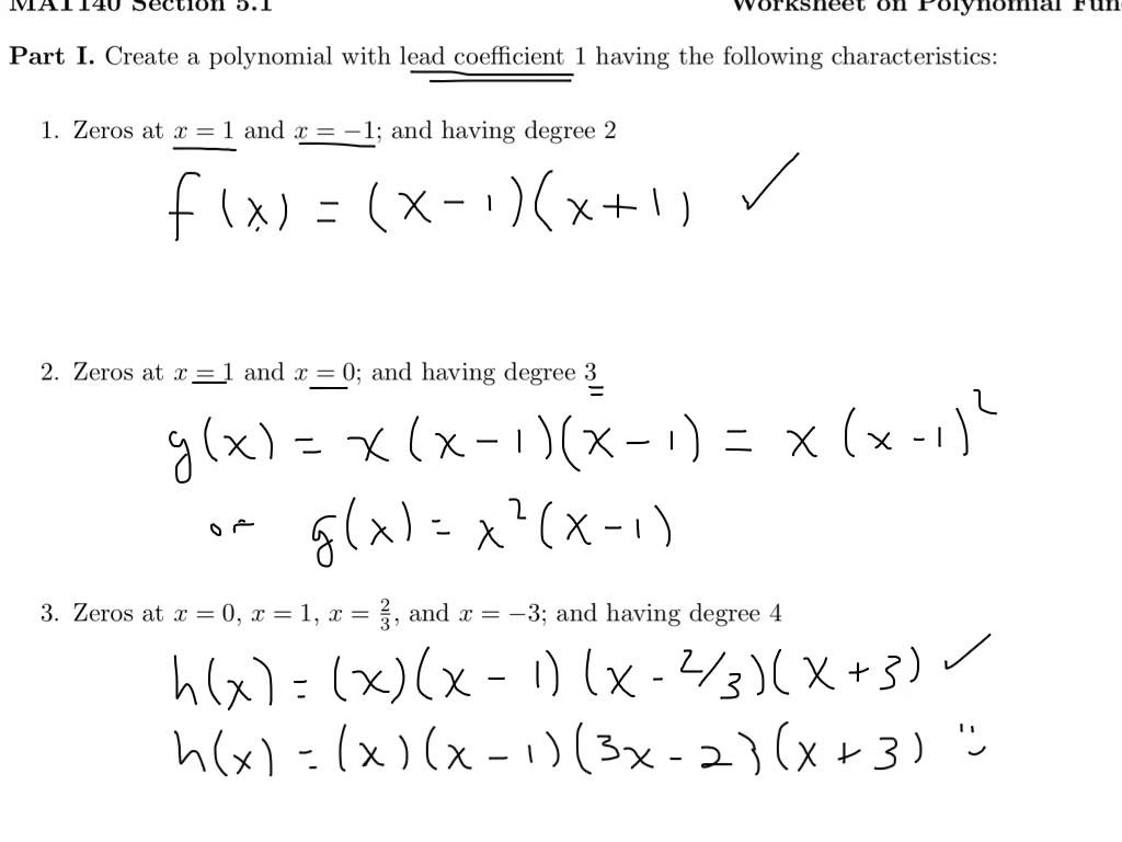 Polynomials Worksheets Image