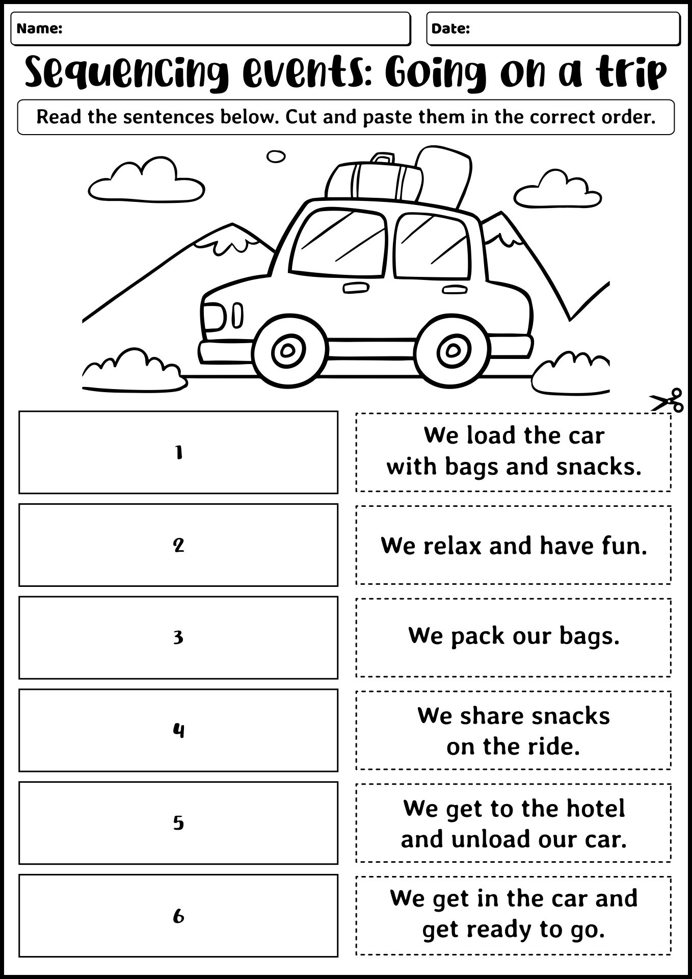 Sequencing Story Events Worksheets