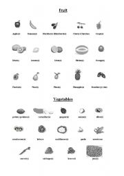 Spanish Fruits and Vegetables Worksheet Image