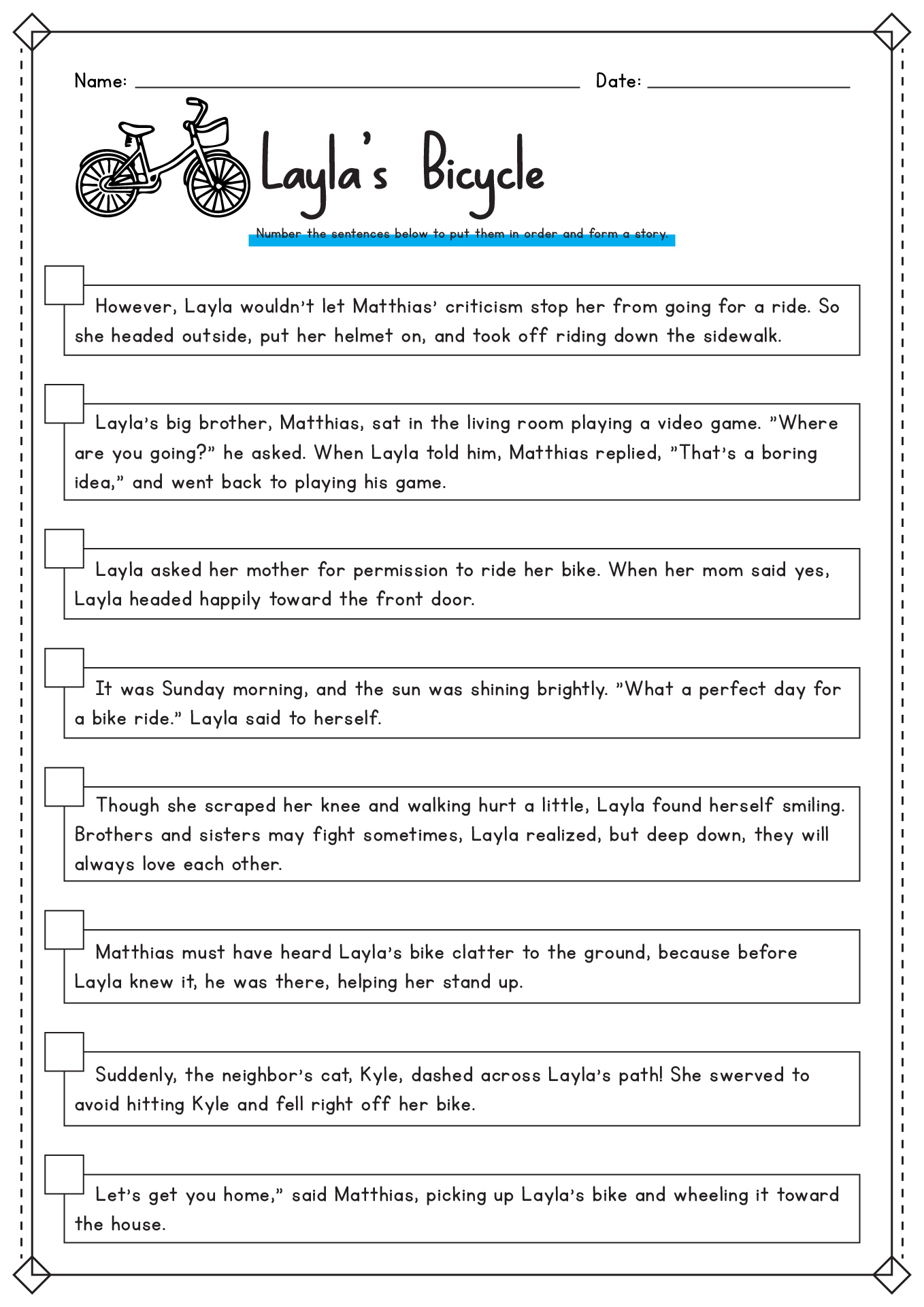 Parts Of A Story Worksheet