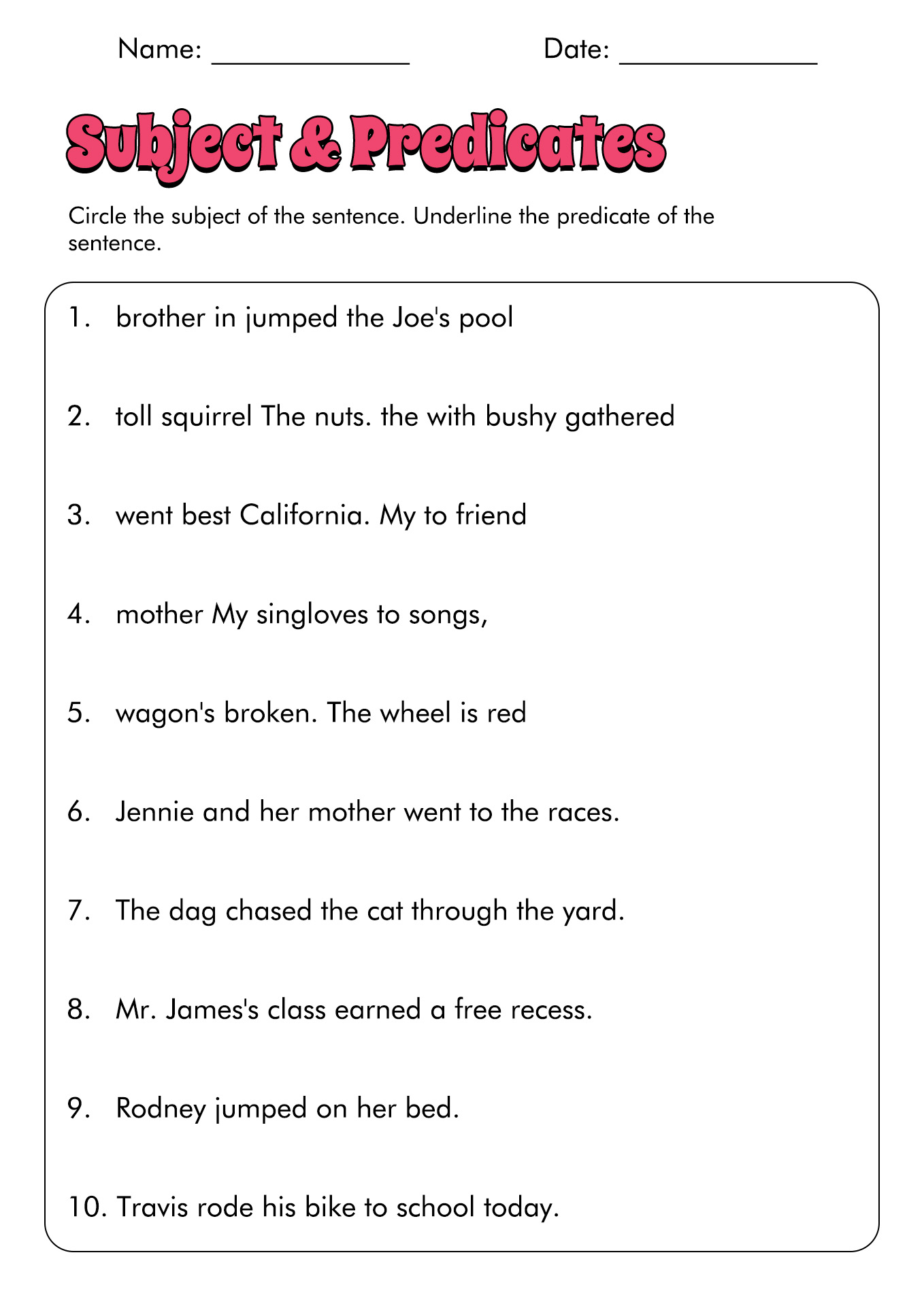 Subject Worksheets 2nd Grade Image