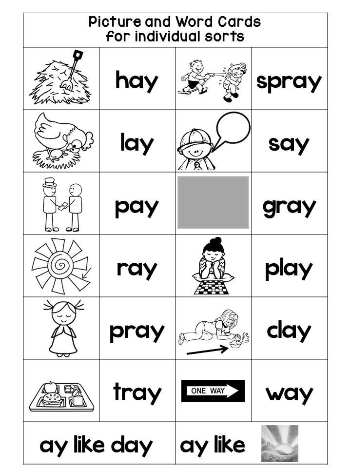 Vowel Team AI and Ay Worksheets Image