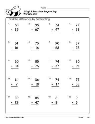 2-Digit Subtraction with Regrouping Image