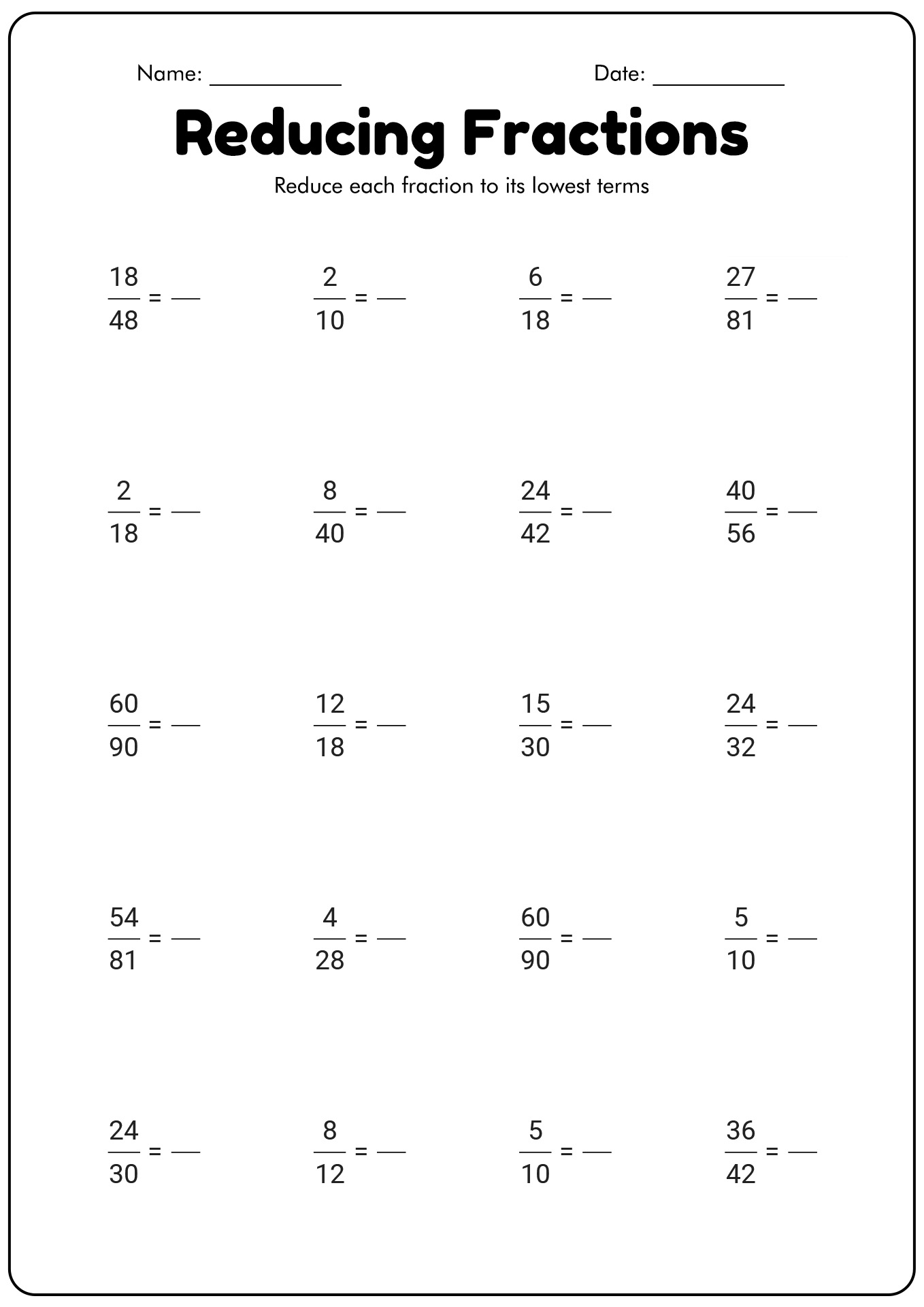 16 Best Images of Simplifying Fractions Worksheets Grade 6 - 6th Grade ...