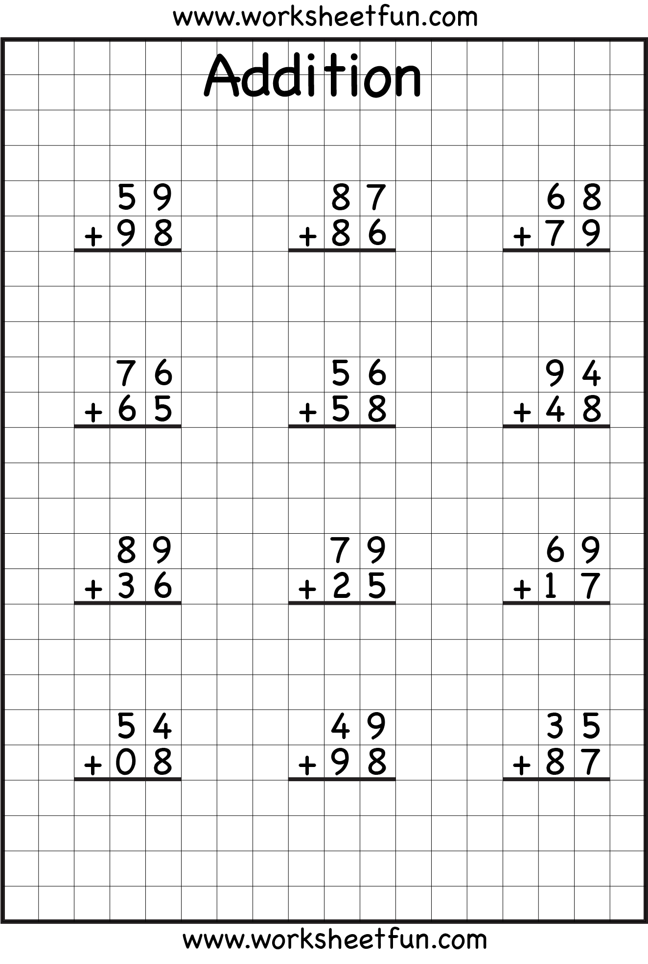 Addition with Regrouping Worksheets Image