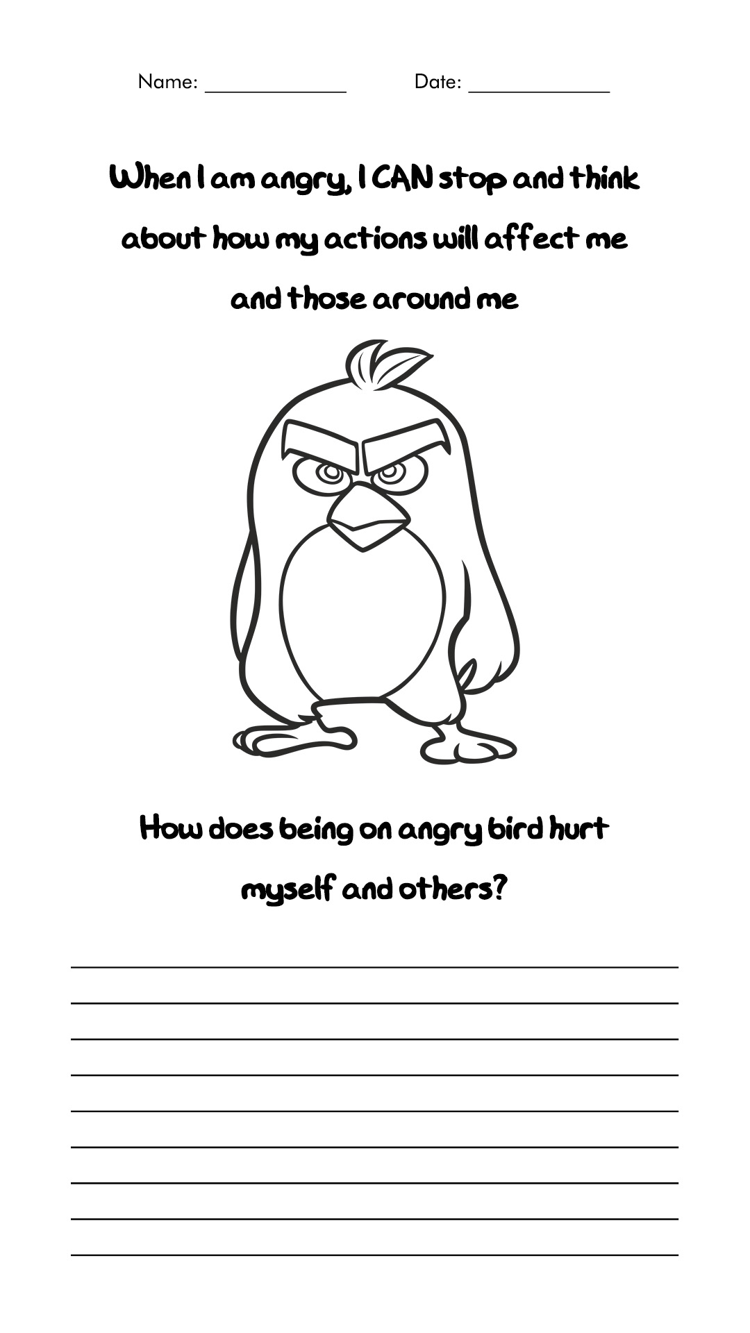 Angry Birds Anger Management Worksheets Image