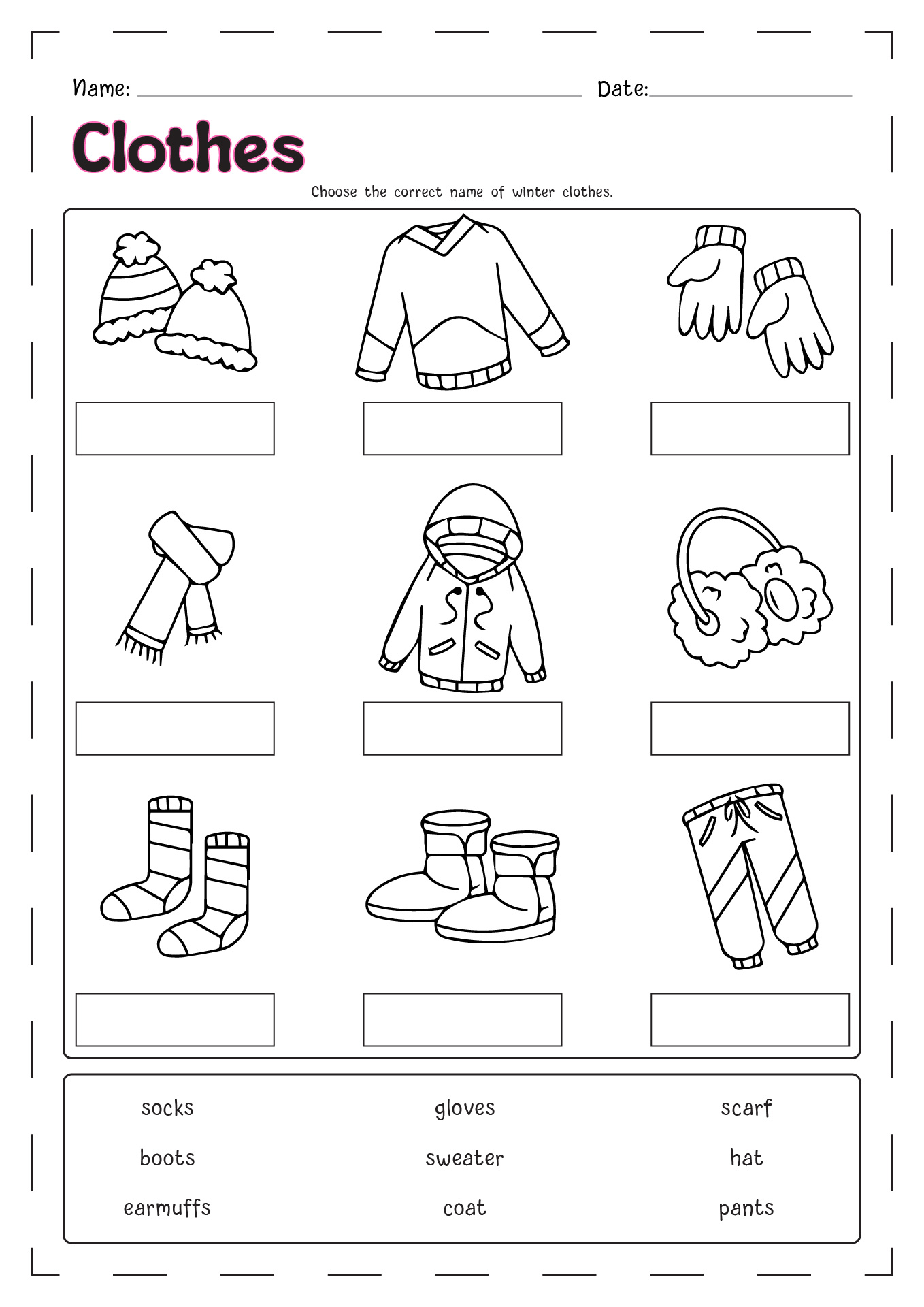 15 Clothes Worksheet Kids - Free PDF at worksheeto.com