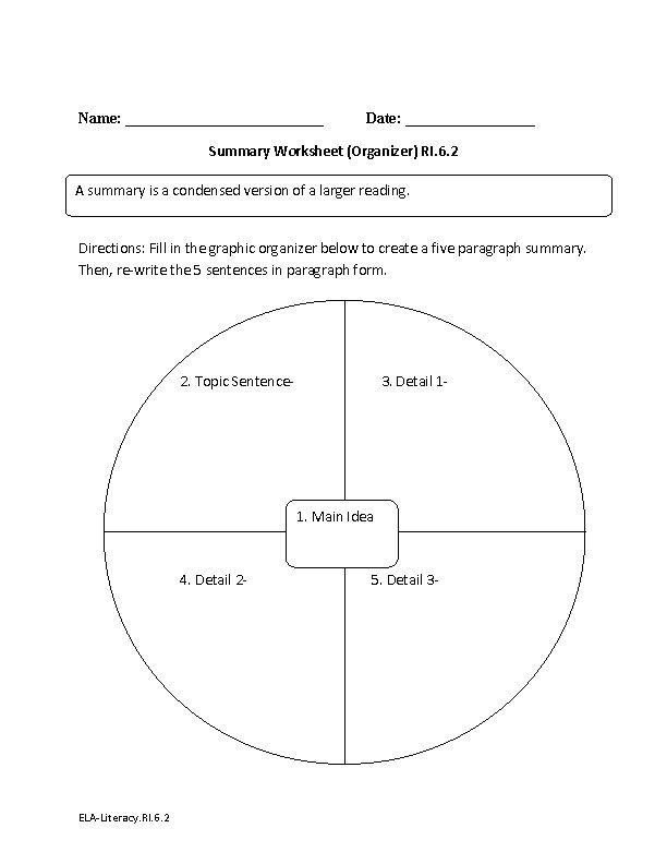 Common Core 6th Grade Reading Worksheets Image