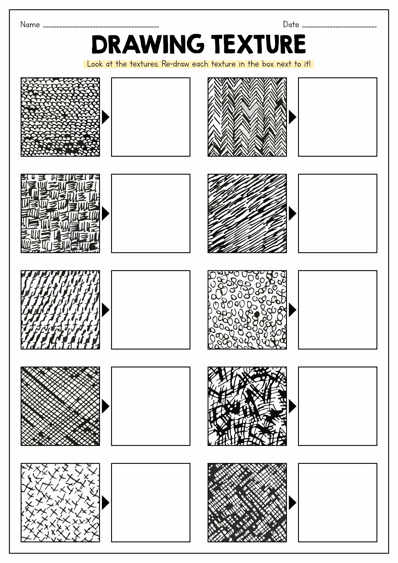 Drawing Texture Worksheet