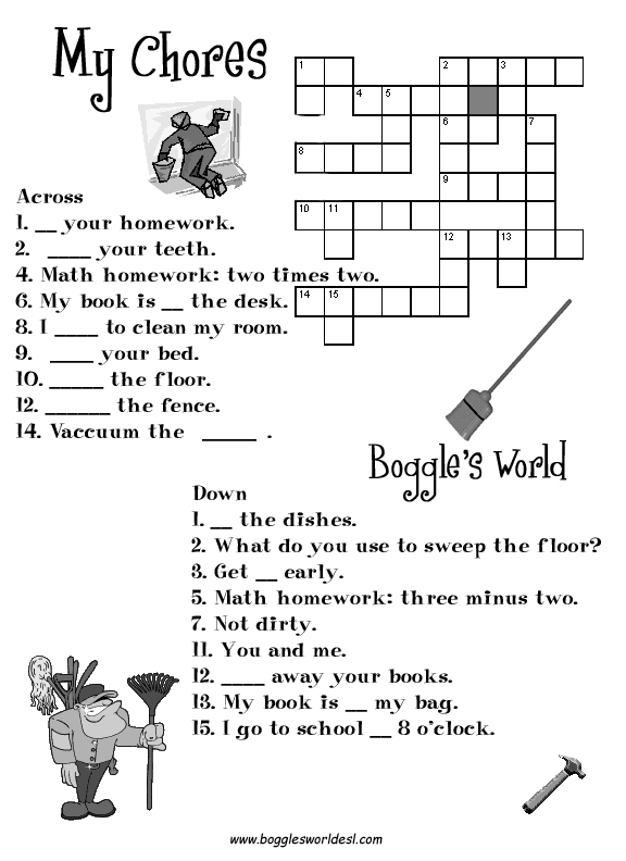 ESL Crossword Puzzles Worksheets Image