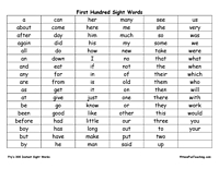Fry Sight Word List Image