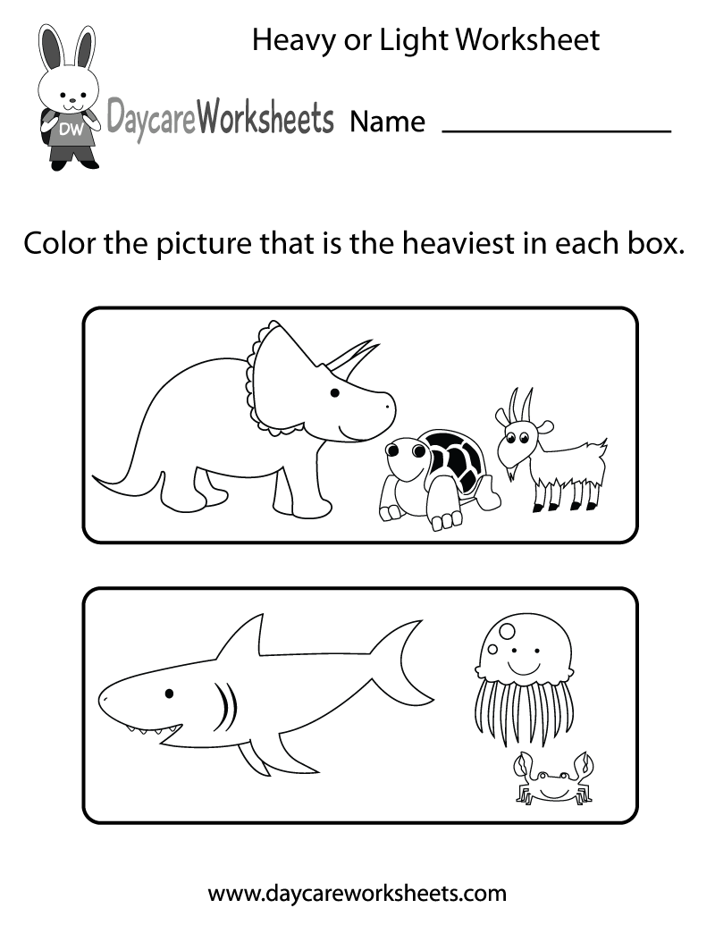 Heavy and Light Worksheets Kindergarten Image