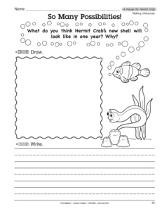 House for Hermit Crab Kindergarten Worksheet Image
