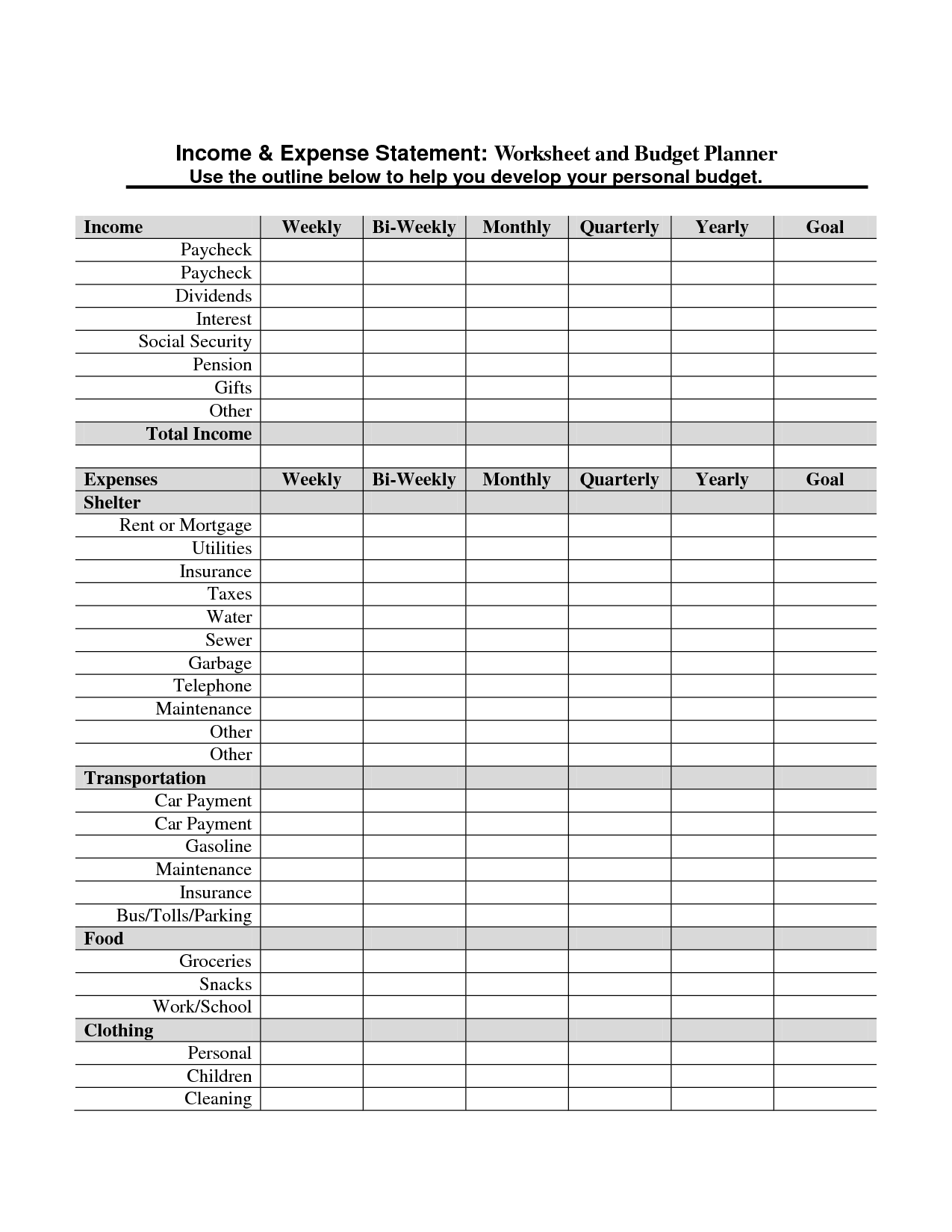 13 Best Images of Monthly Income Expense Worksheet ...
