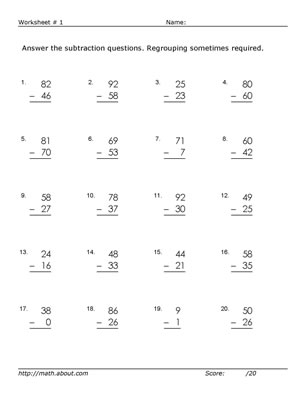 Math 2-Digit Subtraction with Regrouping
