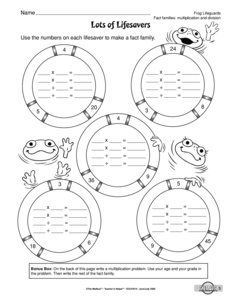 Multiplication and Division Fact Family Worksheets Image